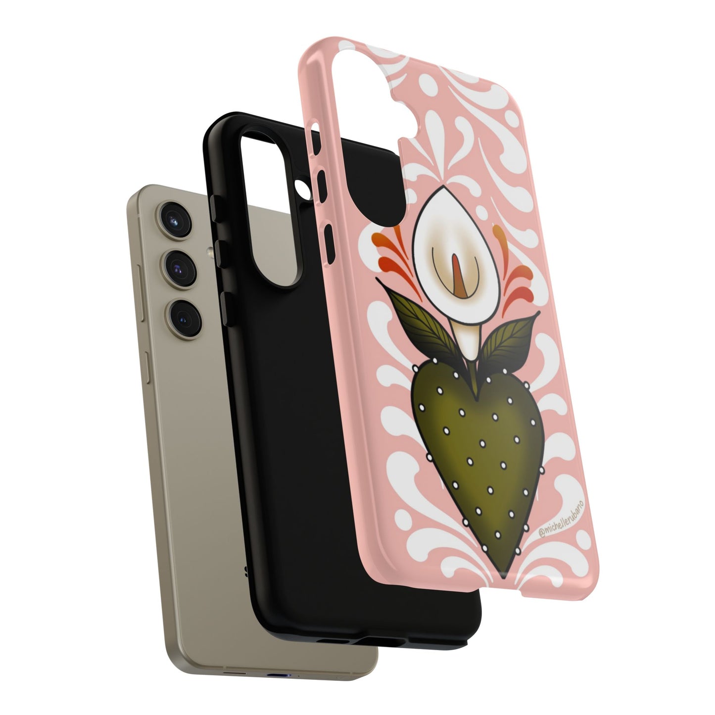 Pink Talavera Lily Sacred Heart Samsung / Google Tough Phone Cases
