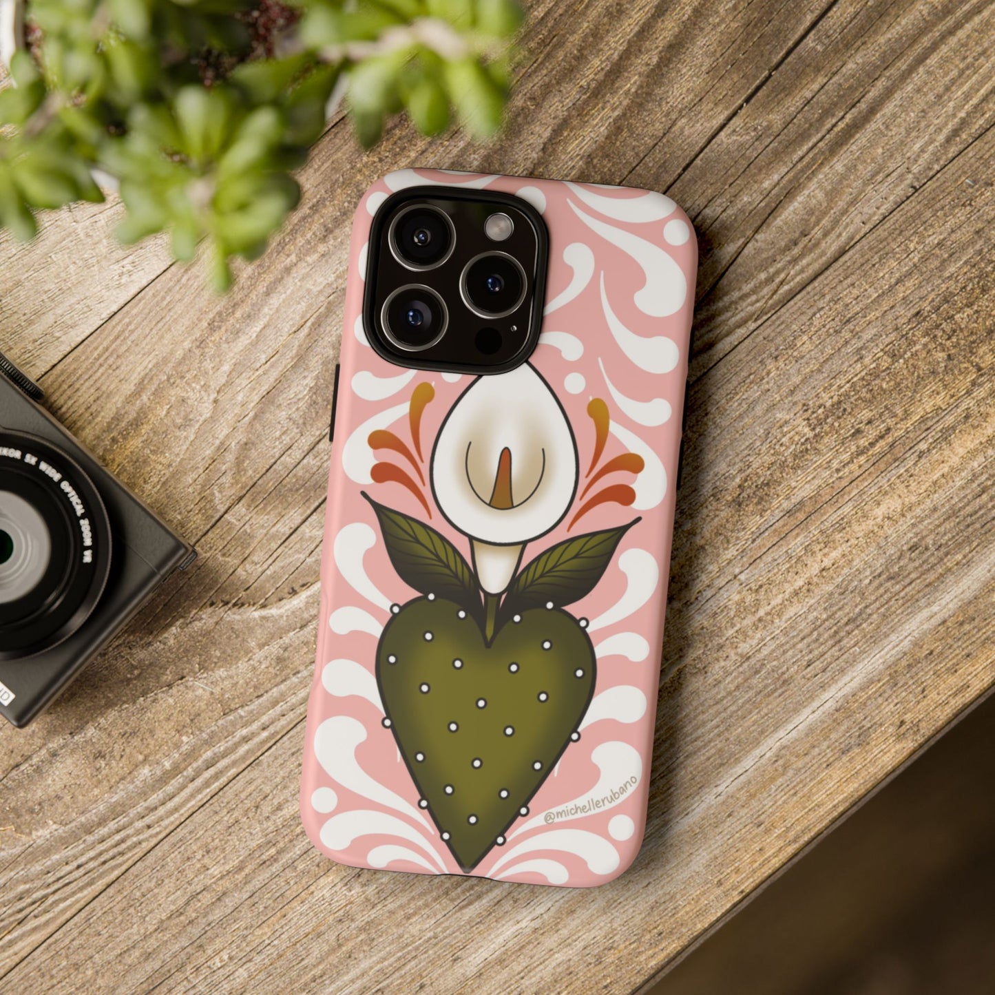 Pink Talavera Lily Flower Sacred Heart iPhone Tough case