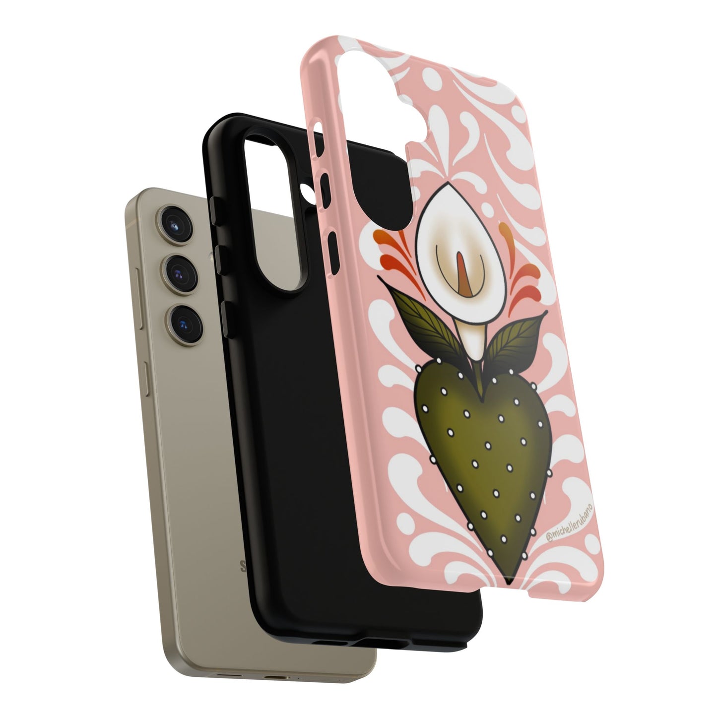 Pink Talavera Lily Sacred Heart Samsung / Google Tough Phone Cases