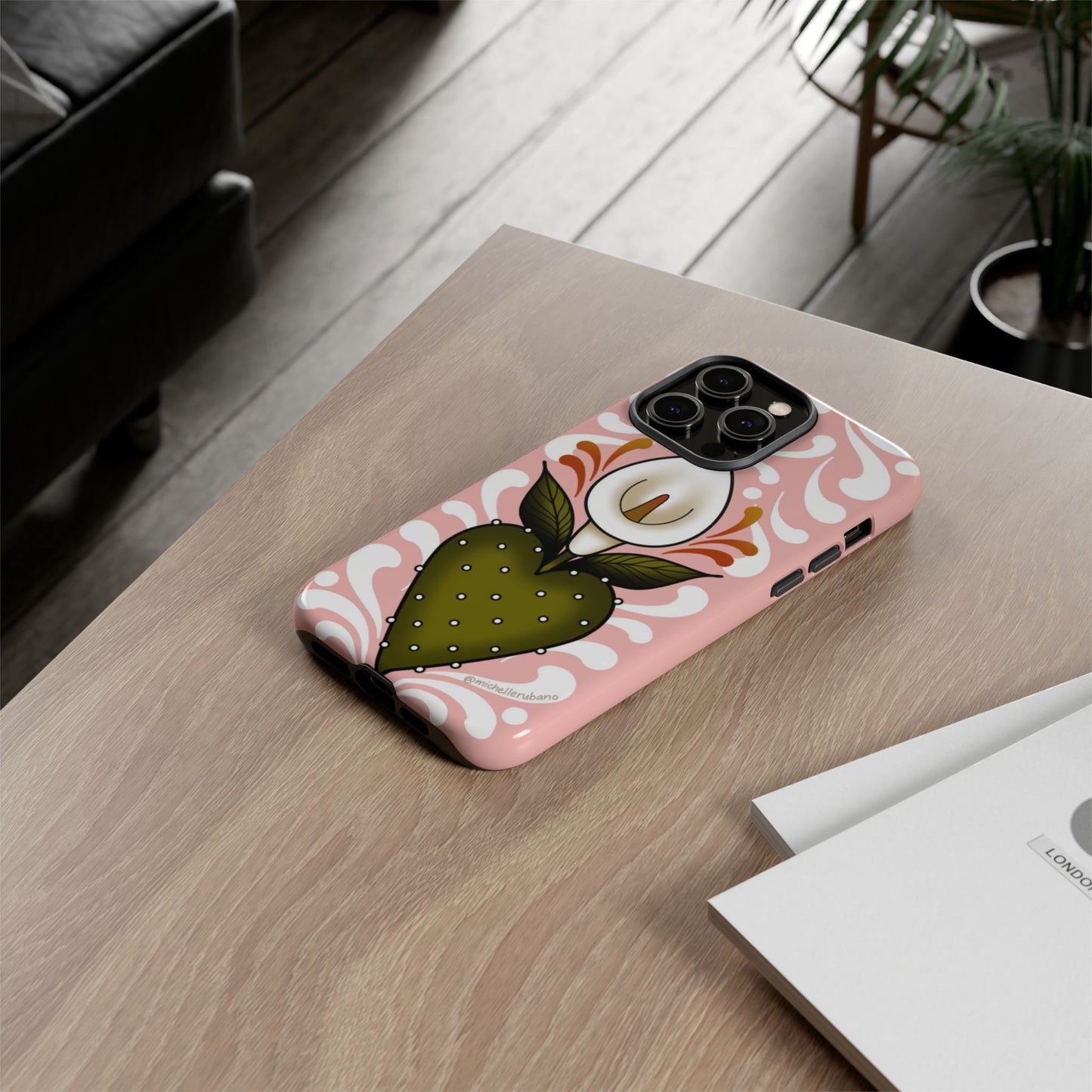 Pink Talavera Lily Flower Sacred Heart iPhone Tough case