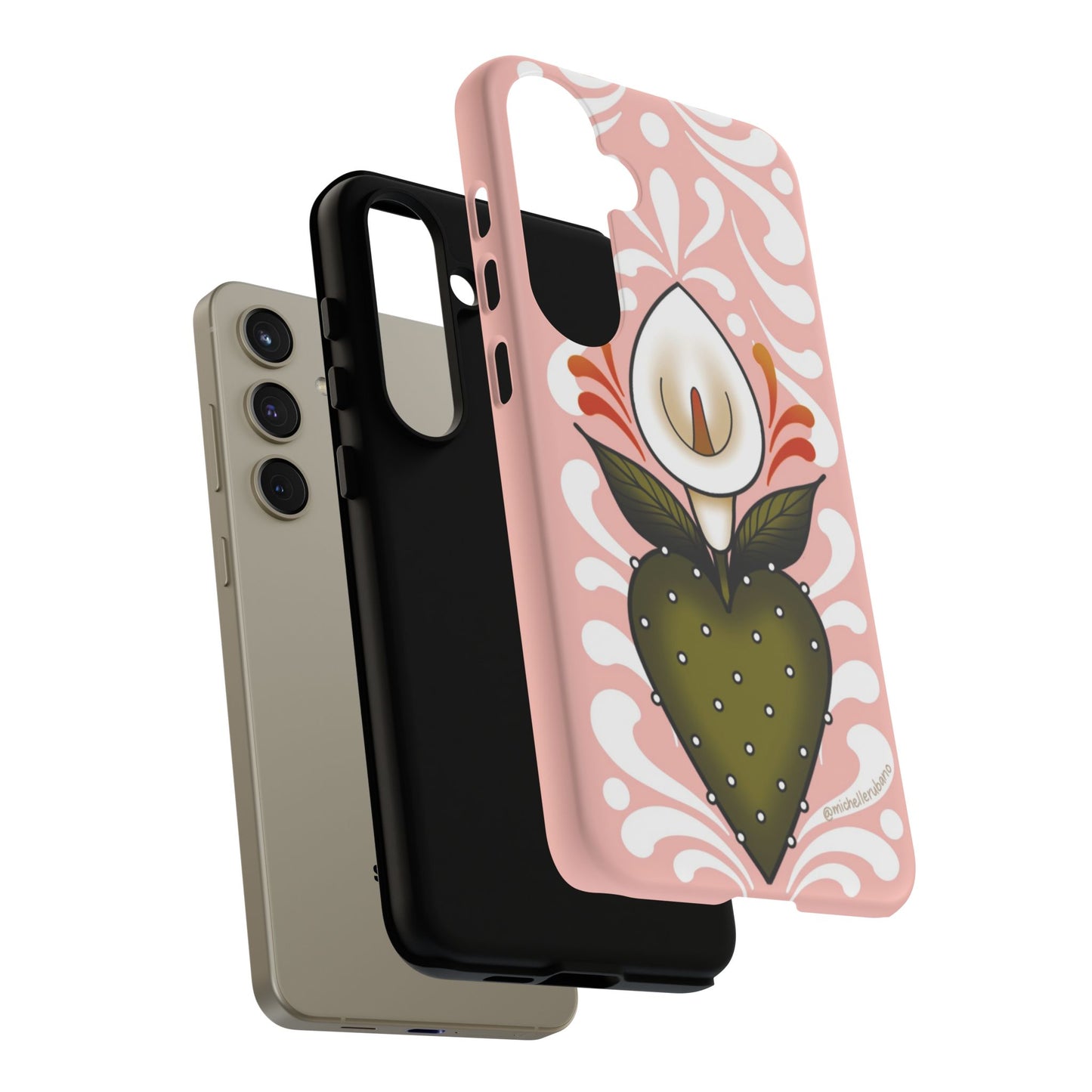 Pink Talavera Lily Sacred Heart Samsung / Google Tough Phone Cases