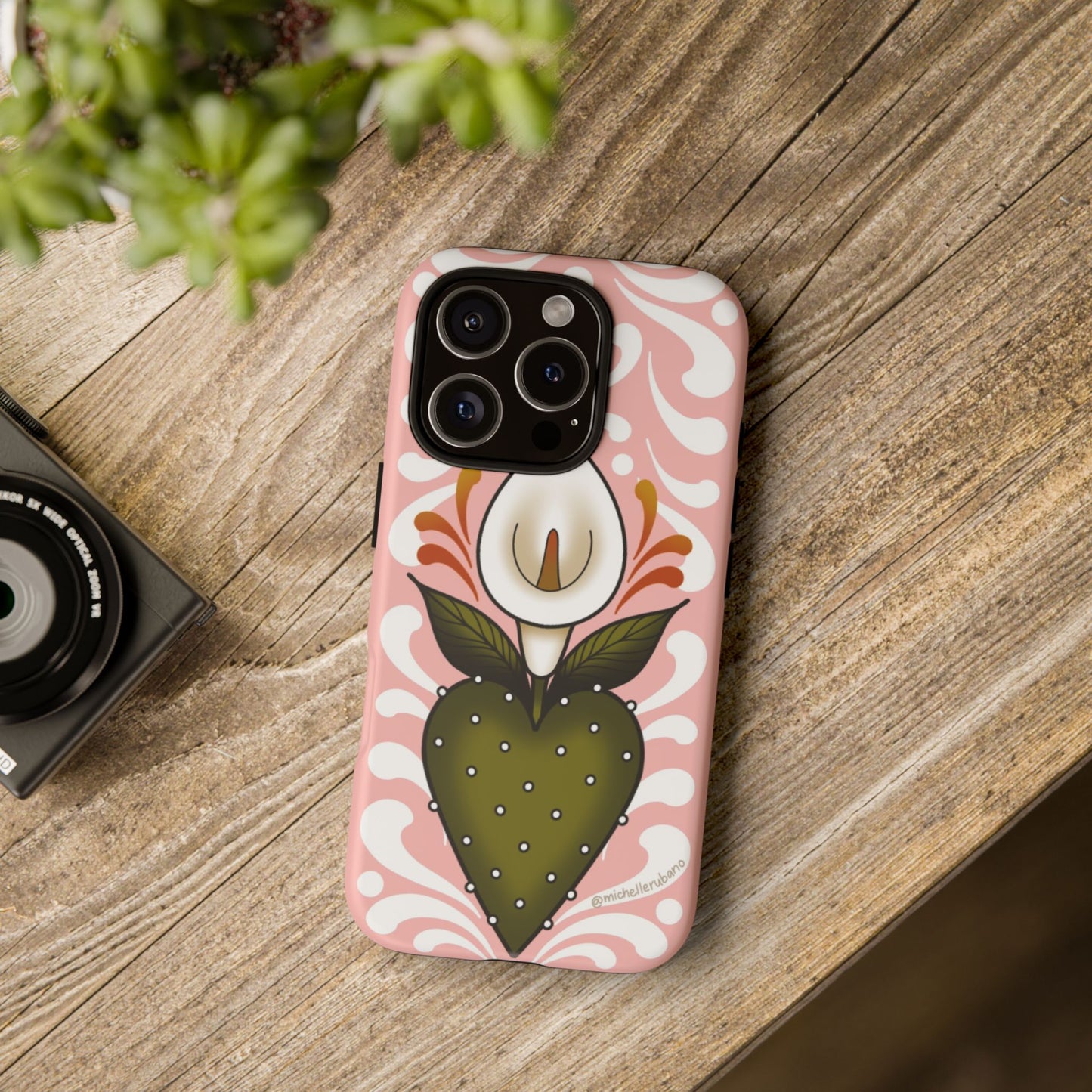 Pink Talavera Lily Flower Sacred Heart iPhone Tough case
