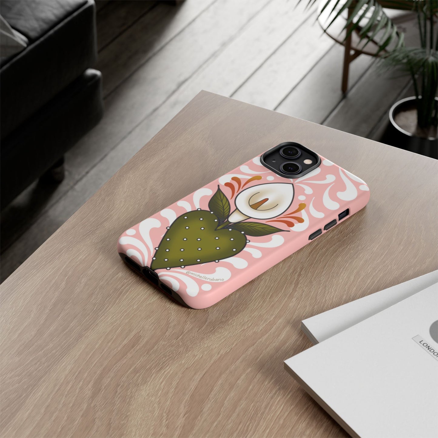 Pink Talavera Lily Flower Sacred Heart iPhone Tough case