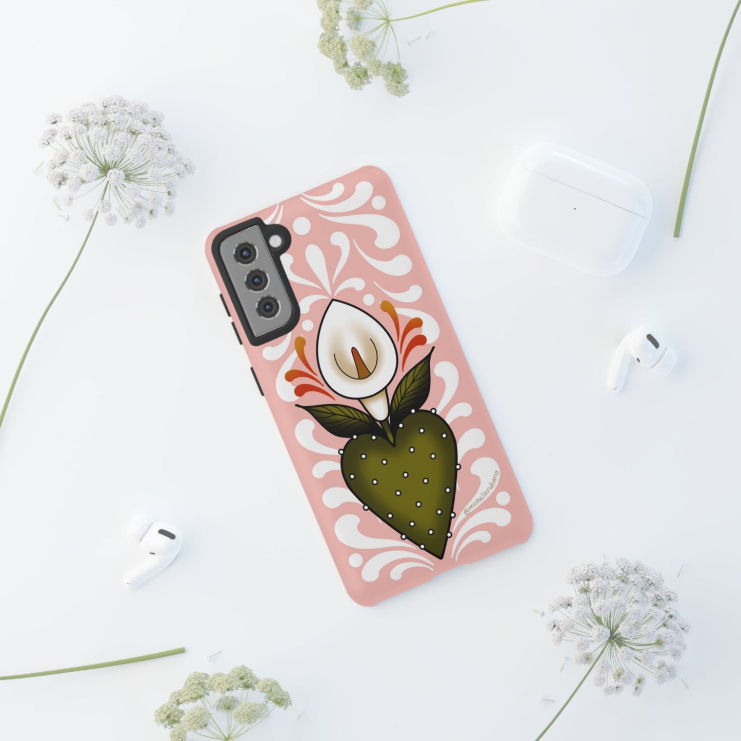Pink Talavera Lily Sacred Heart Samsung / Google Tough Phone Cases