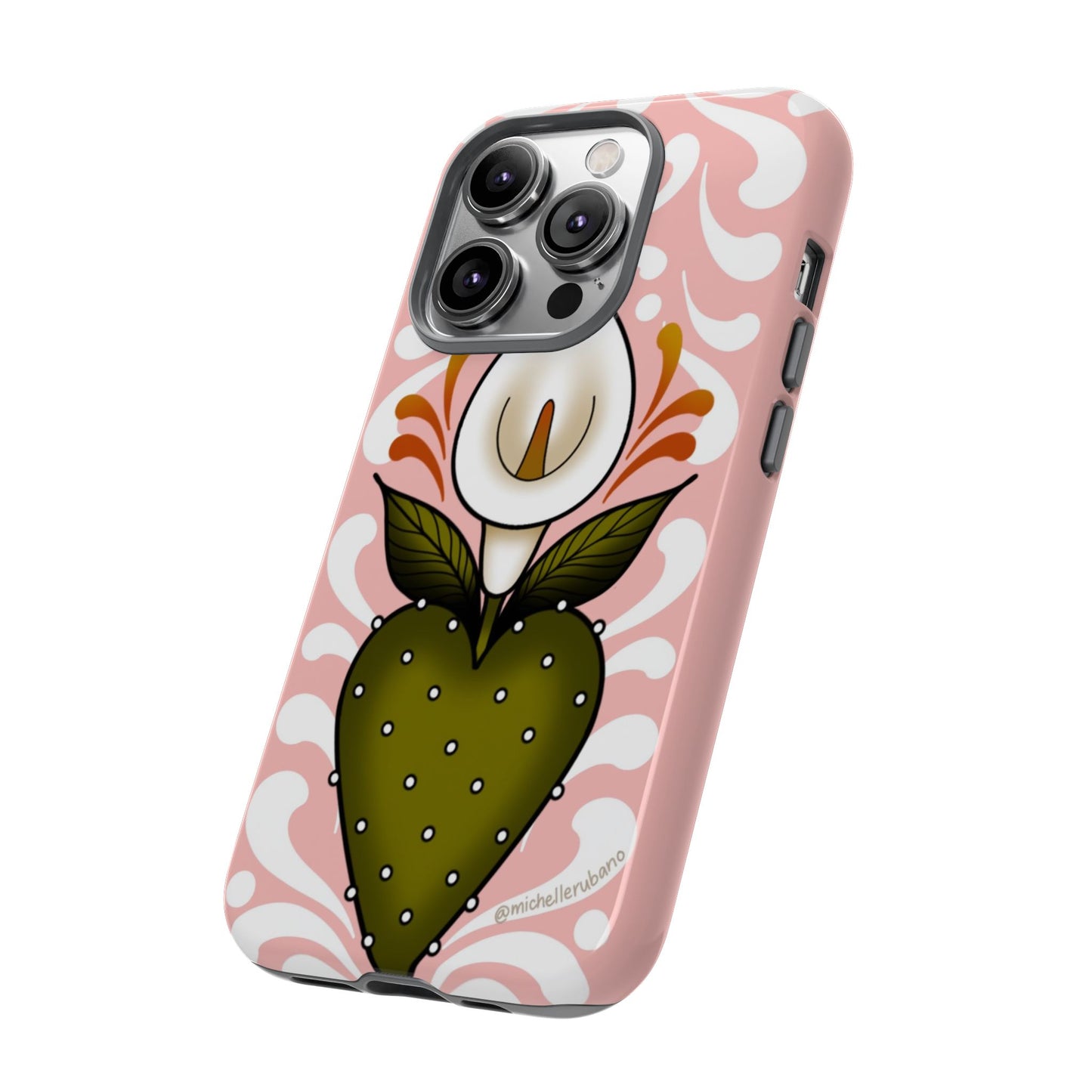 Pink Talavera Lily Flower Sacred Heart iPhone Tough case