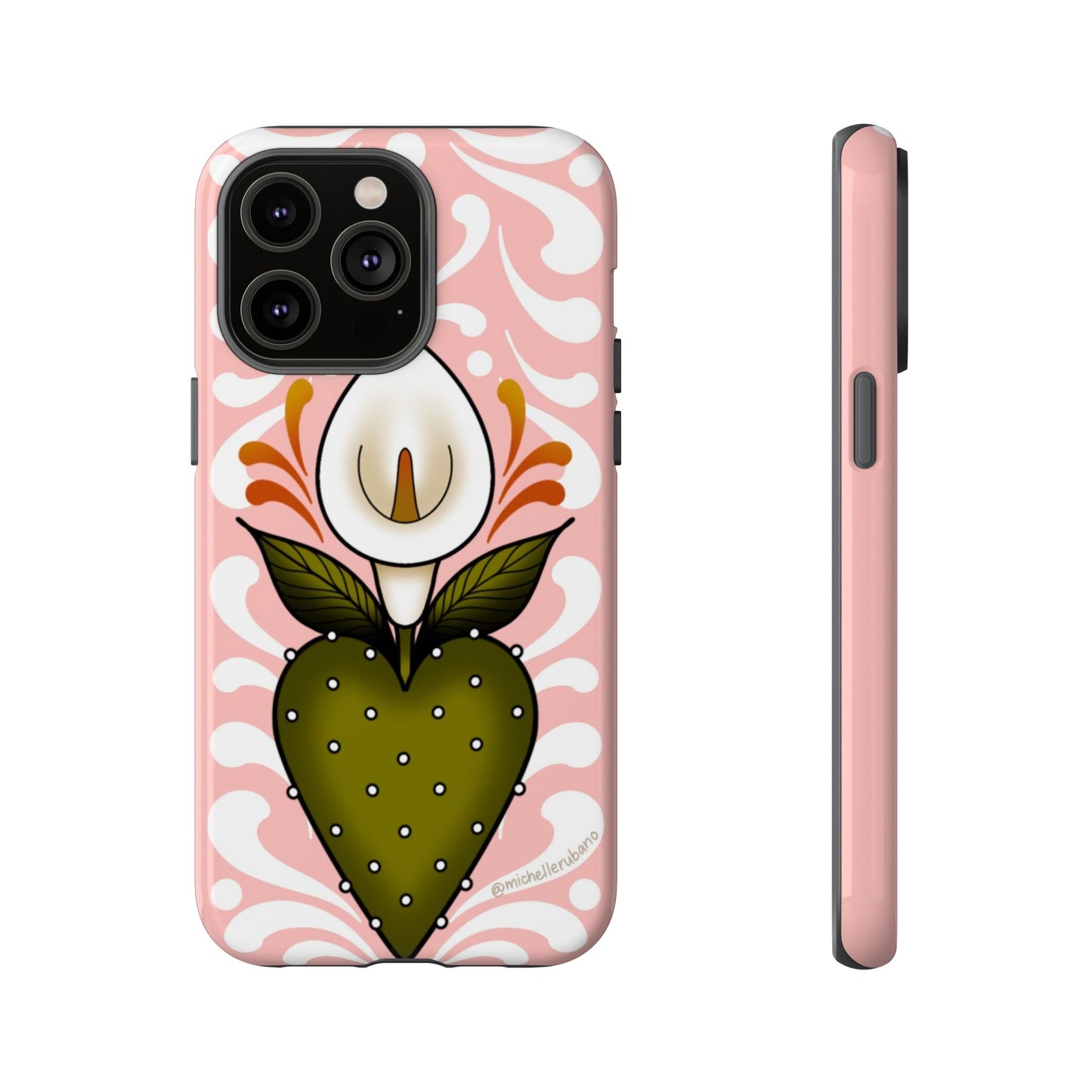 Pink Talavera Lily Flower Sacred Heart iPhone Tough case