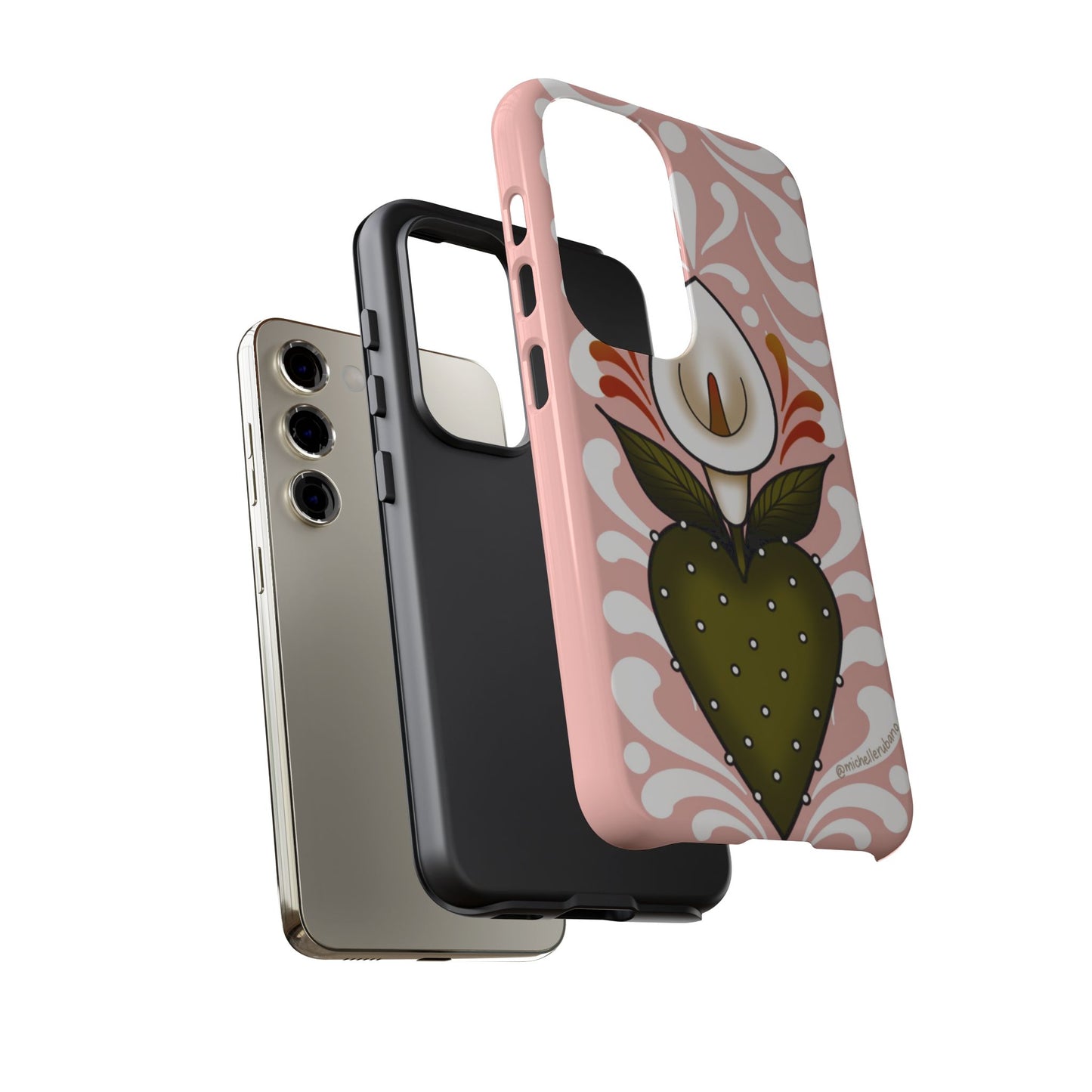 Pink Talavera Lily Sacred Heart Samsung / Google Tough Phone Cases