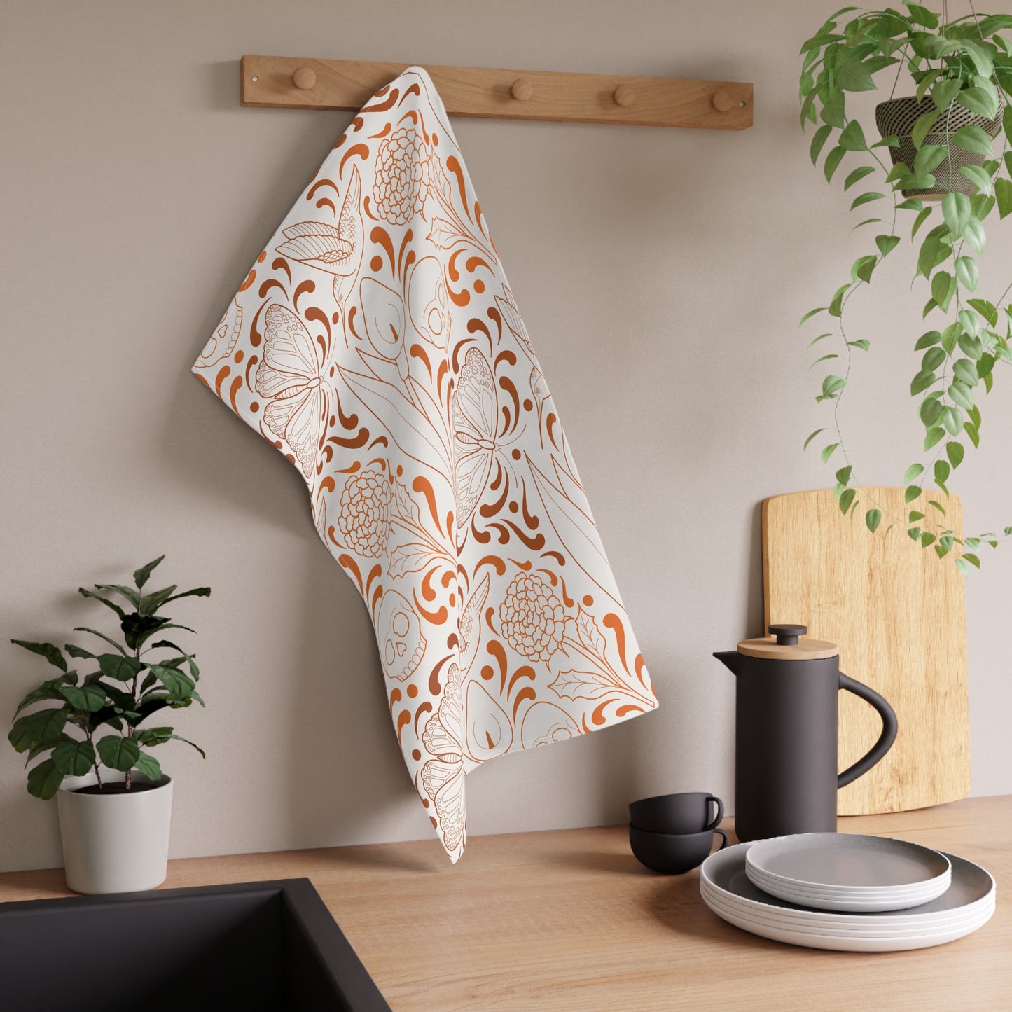 Muerte pattern Tea Towel