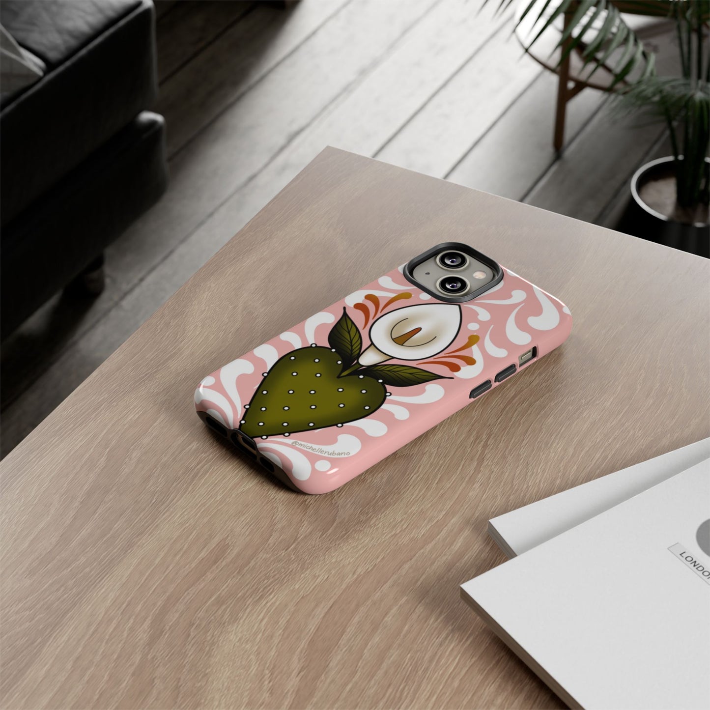 Pink Talavera Lily Flower Sacred Heart iPhone Tough case
