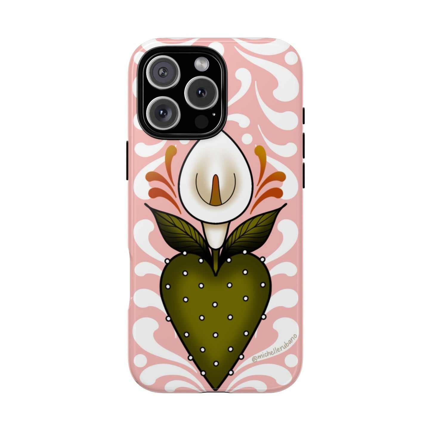 Pink Talavera Lily Flower Sacred Heart iPhone Tough case