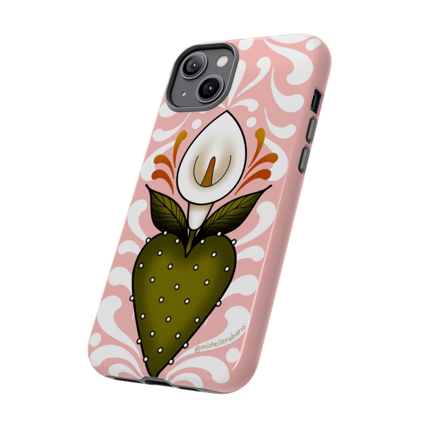 Pink Talavera Lily Flower Sacred Heart iPhone Tough case