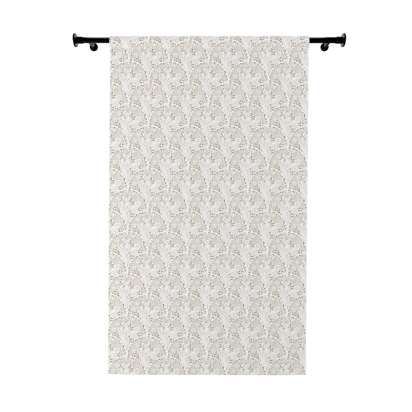 Muerte Pattern Black out Window Curtain Panel- Tan on white