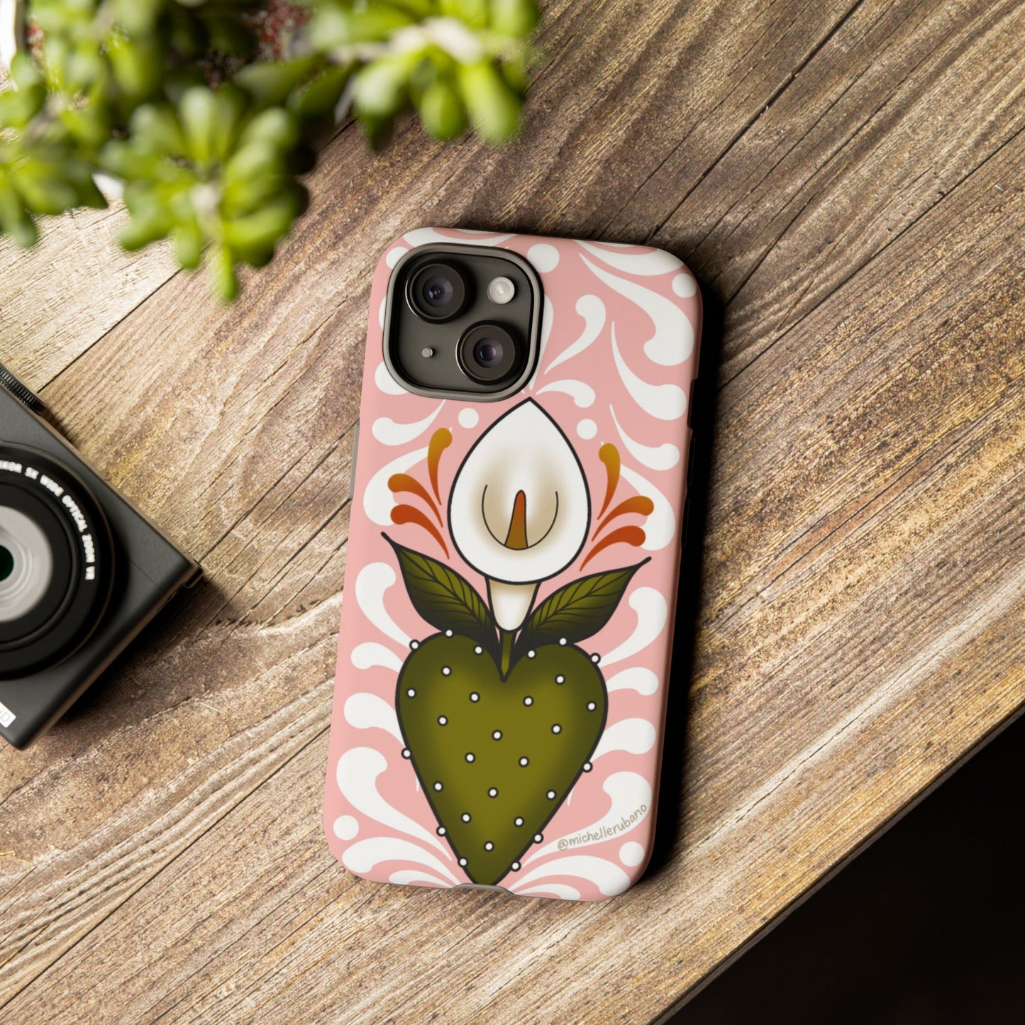 Pink Talavera Lily Flower Sacred Heart iPhone Tough case
