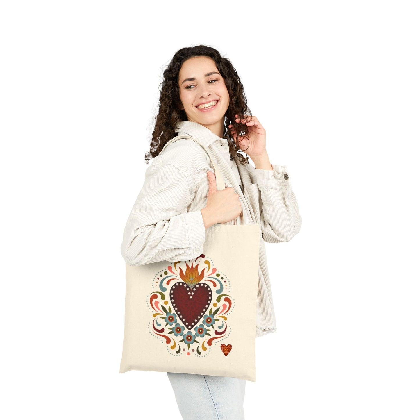 Sacred heart folk art Tote Bag