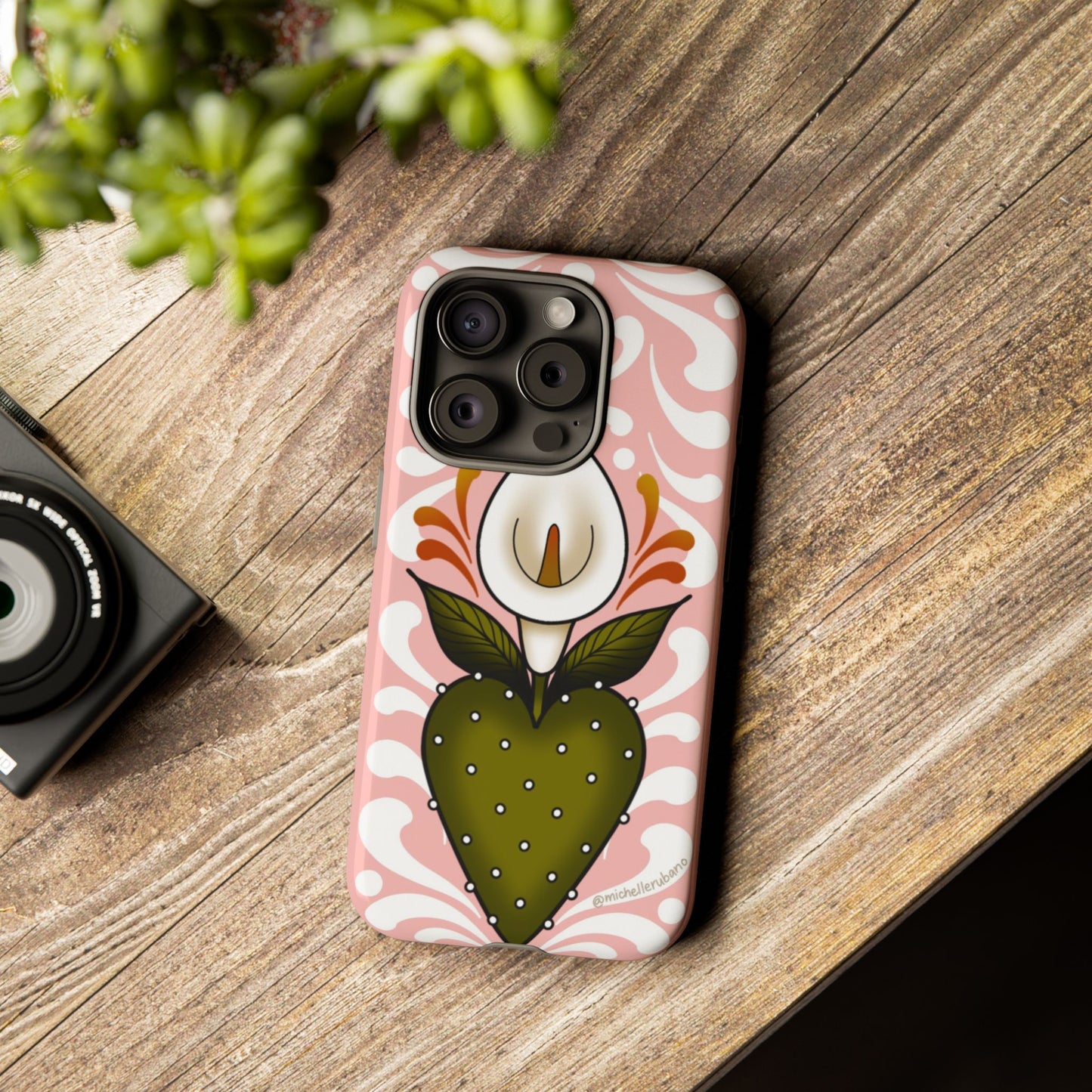 Pink Talavera Lily Flower Sacred Heart iPhone Tough case
