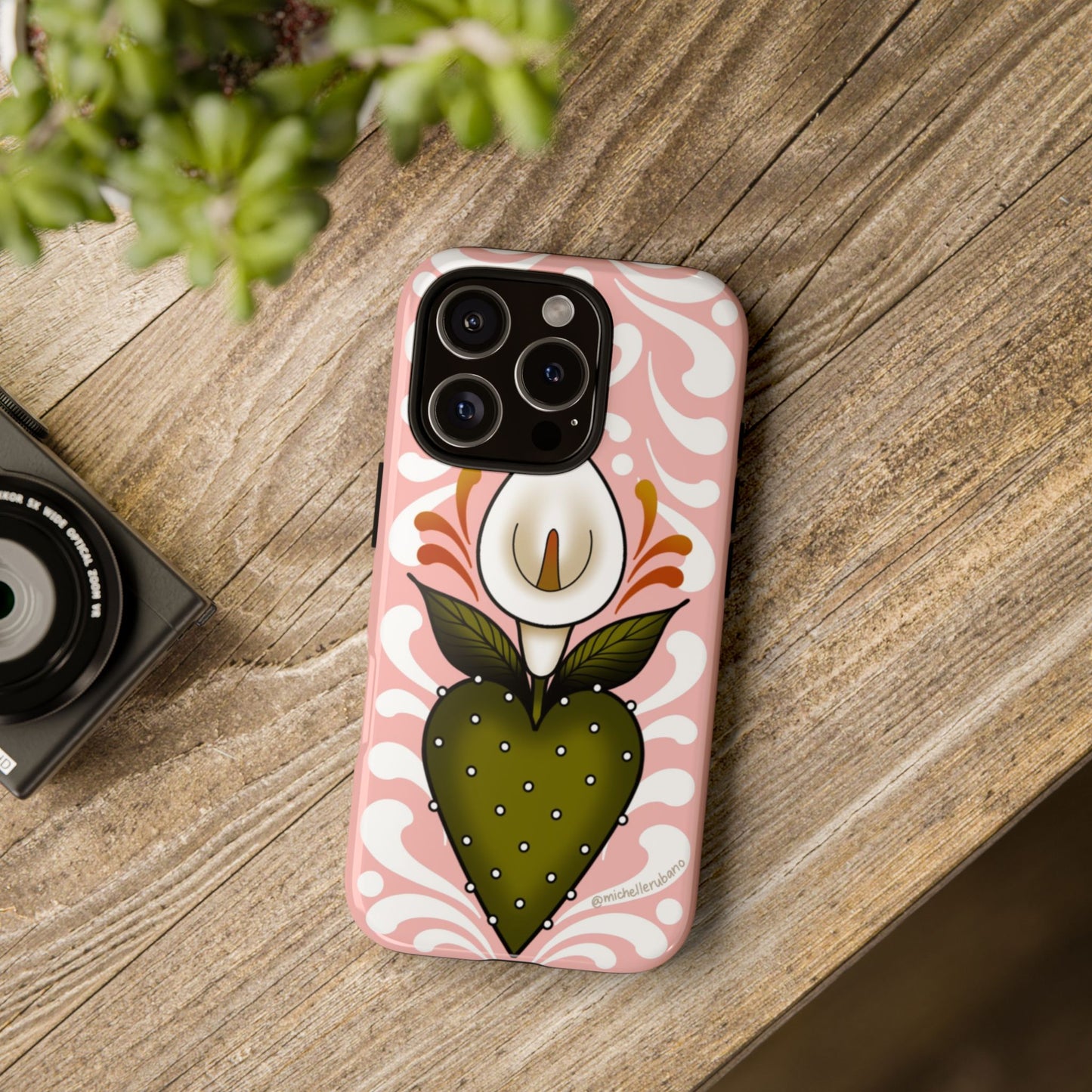 Pink Talavera Lily Flower Sacred Heart iPhone Tough case