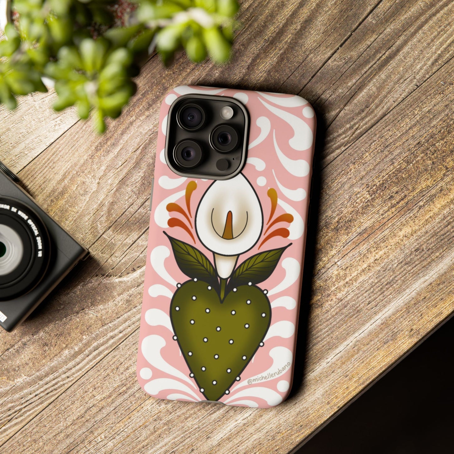 Pink Talavera Lily Flower Sacred Heart iPhone Tough case