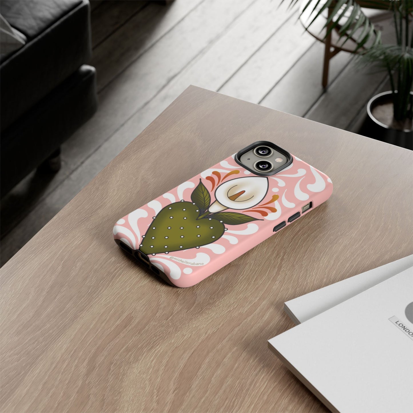 Pink Talavera Lily Flower Sacred Heart iPhone Tough case