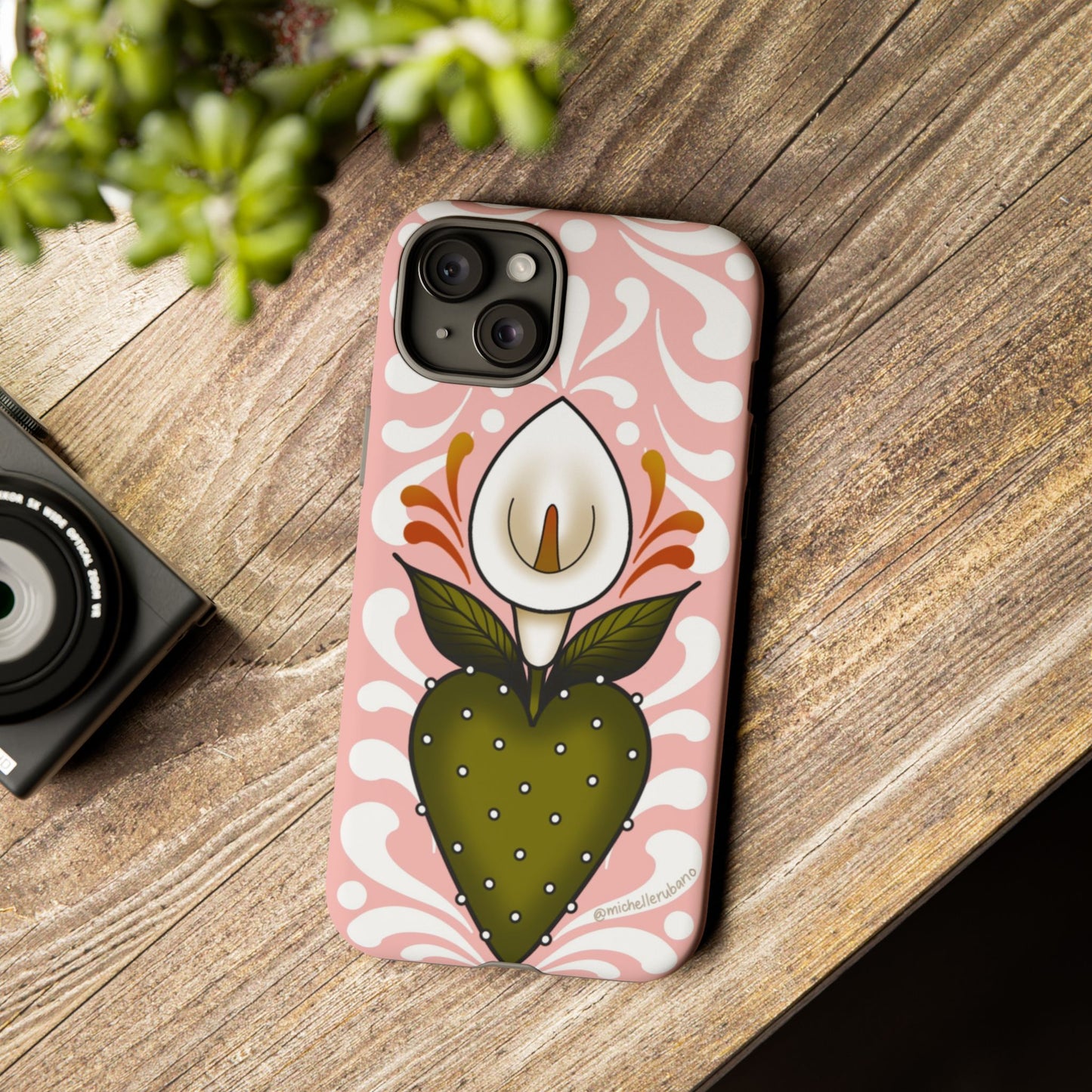 Pink Talavera Lily Flower Sacred Heart iPhone Tough case