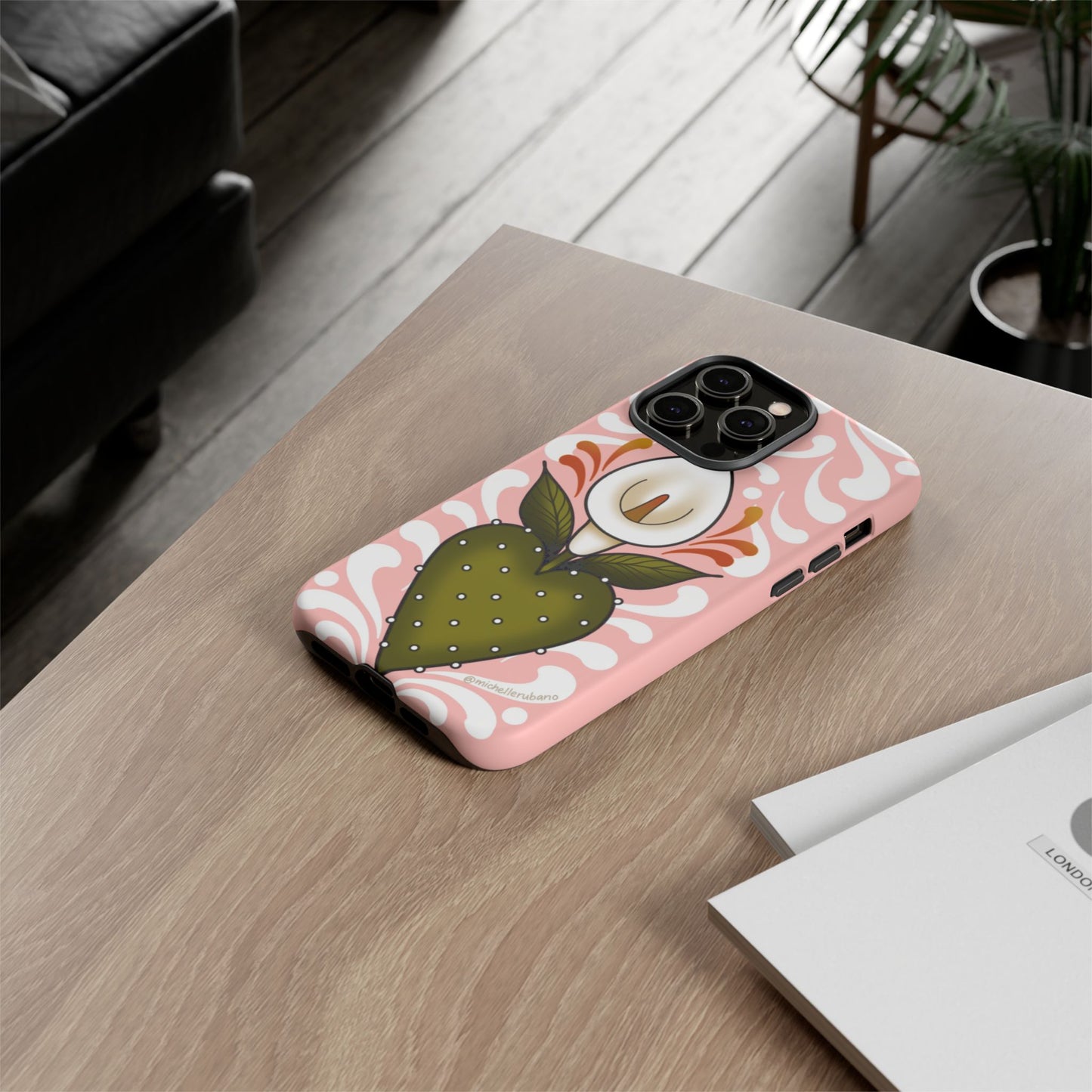 Pink Talavera Lily Flower Sacred Heart iPhone Tough case