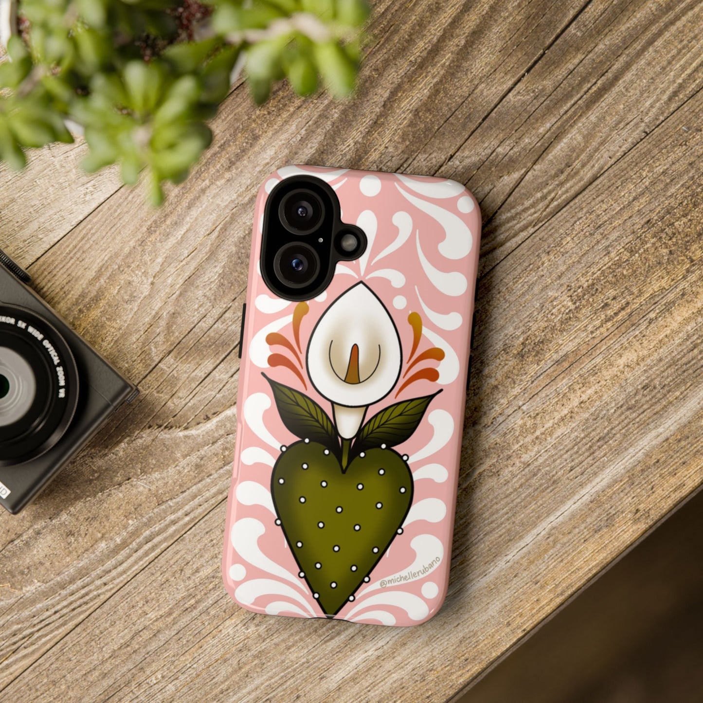 Pink Talavera Lily Flower Sacred Heart iPhone Tough case