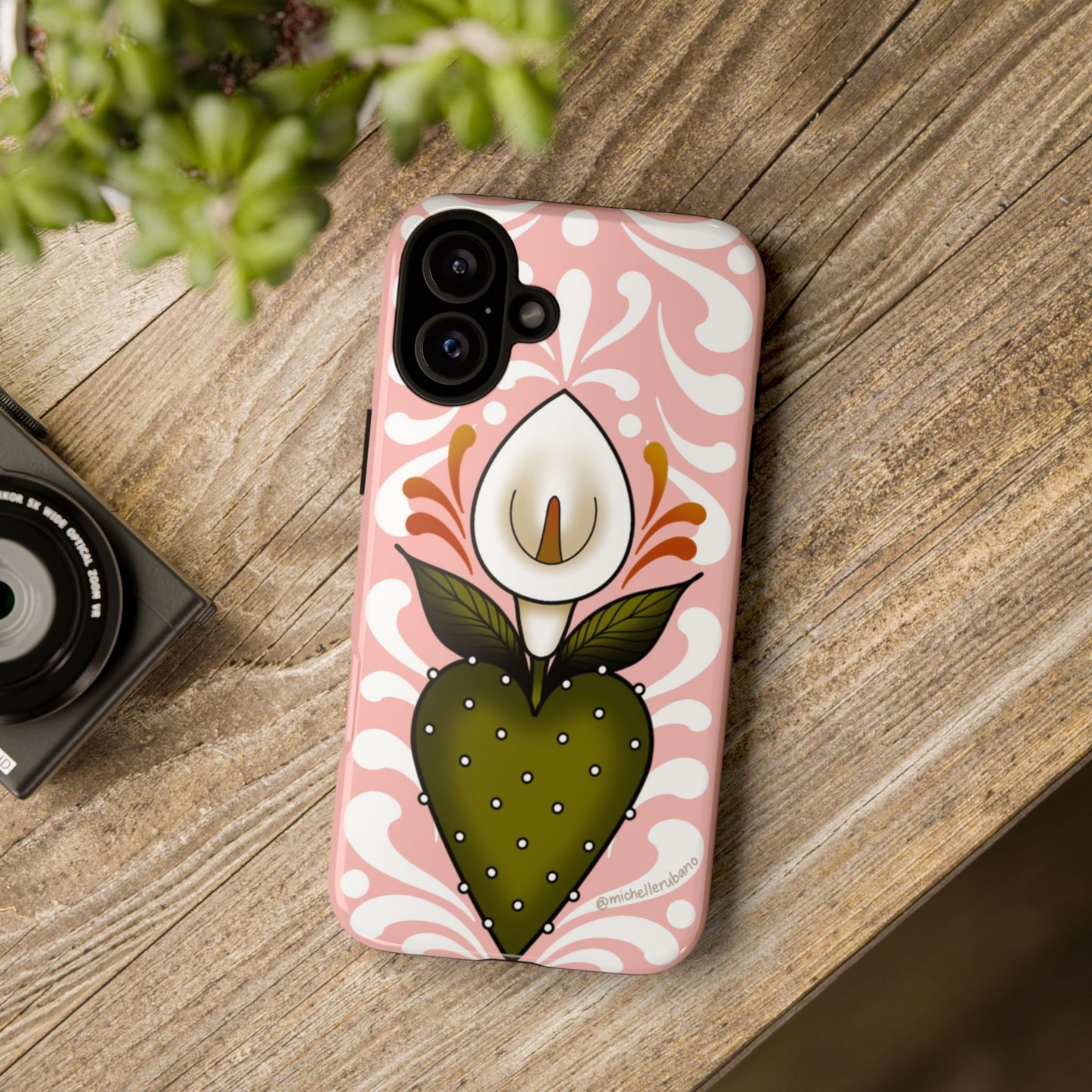 Pink Talavera Lily Flower Sacred Heart iPhone Tough case