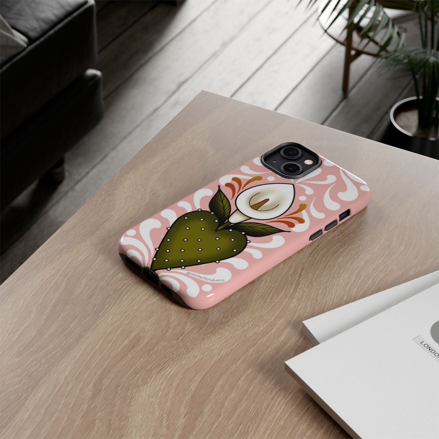 Pink Talavera Lily Flower Sacred Heart iPhone Tough case