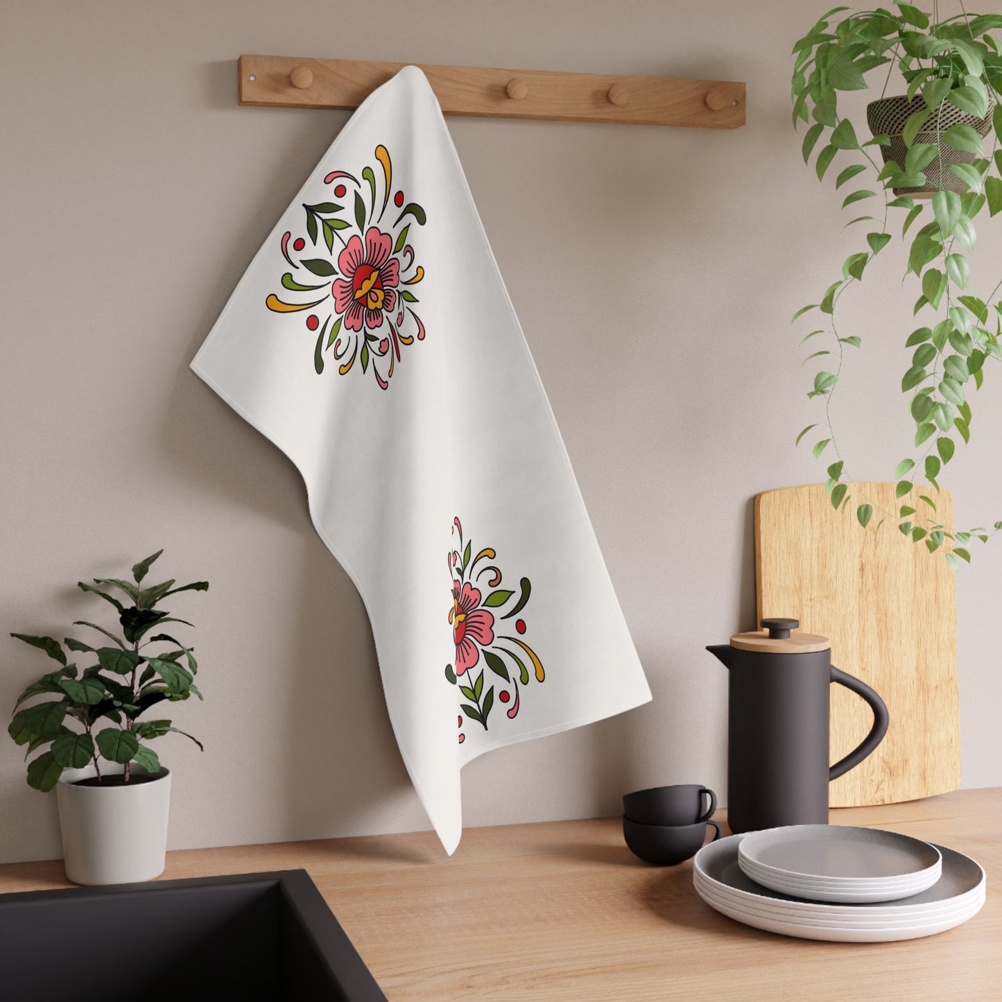 Folk art flower Kitchen Towel