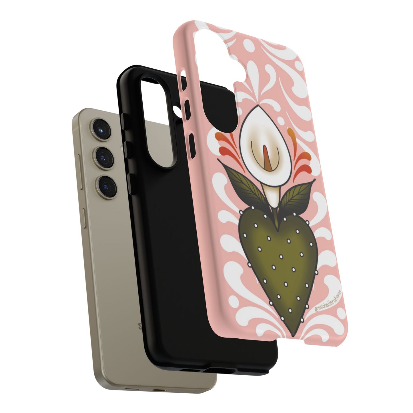 Pink Talavera Lily Sacred Heart Samsung / Google Tough Phone Cases
