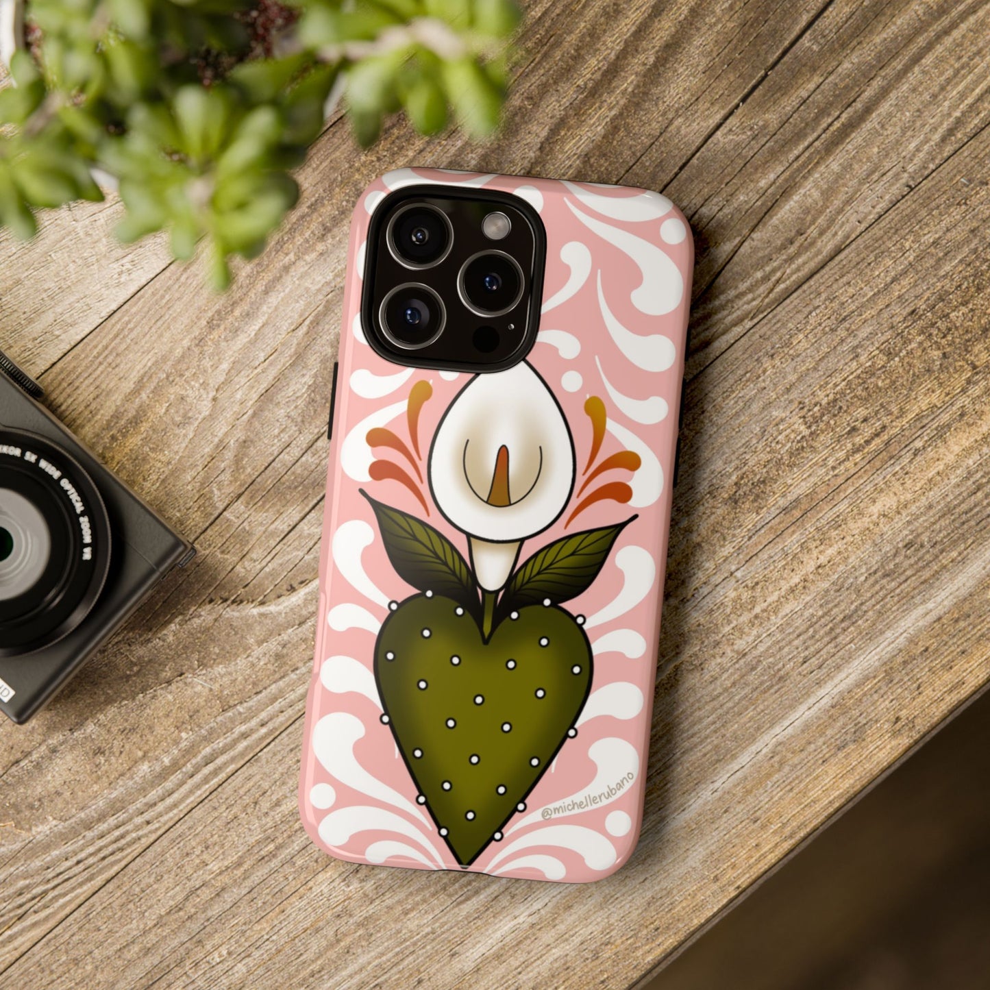 Pink Talavera Lily Flower Sacred Heart iPhone Tough case