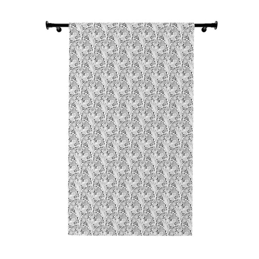 Muerte Pattern Black out curtain panel- black on white