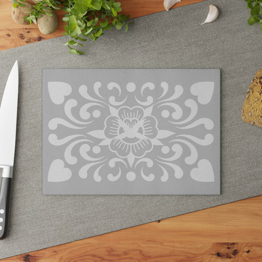 Rose Tattoo Folk art Floral Glass Cutting Board