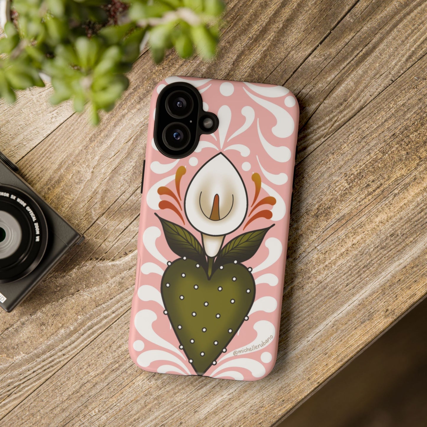Pink Talavera Lily Flower Sacred Heart iPhone Tough case
